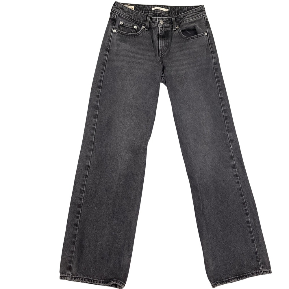 Levi's Big E Red Tag Jeans Womens 25W 30L Black Low Loose Grunge Straight Relax